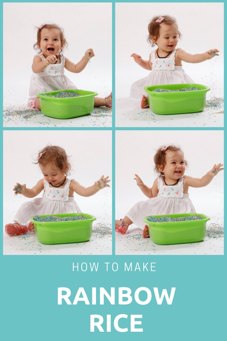 how to make rainbow rice for sensory play