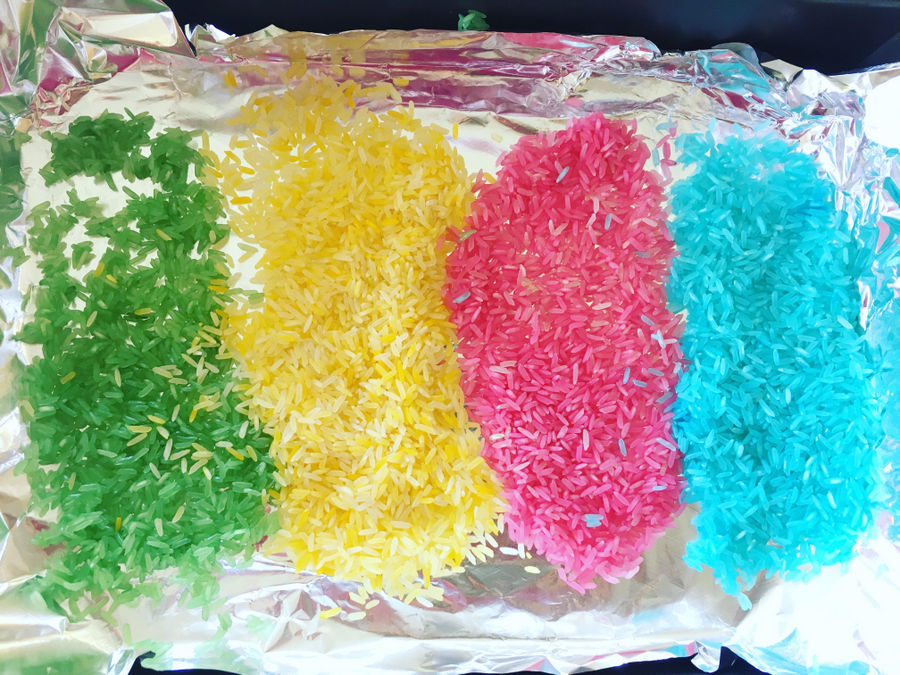 How to Make Rainbow Colour Rice for Sensory Play 