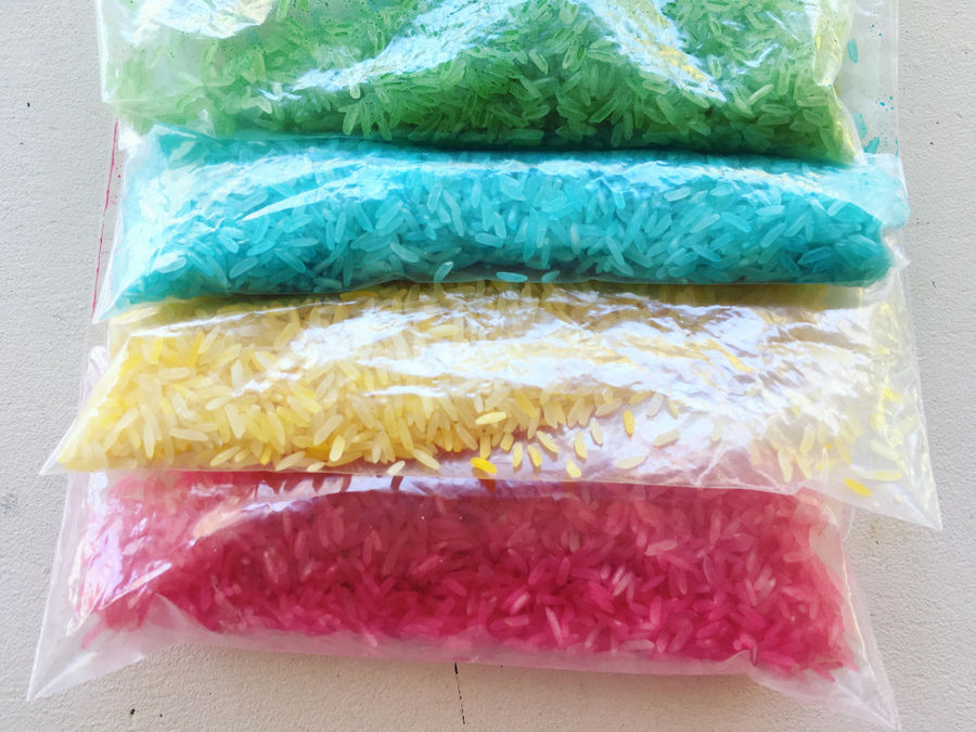 How to Make Rainbow Colour Rice for Sensory Play 