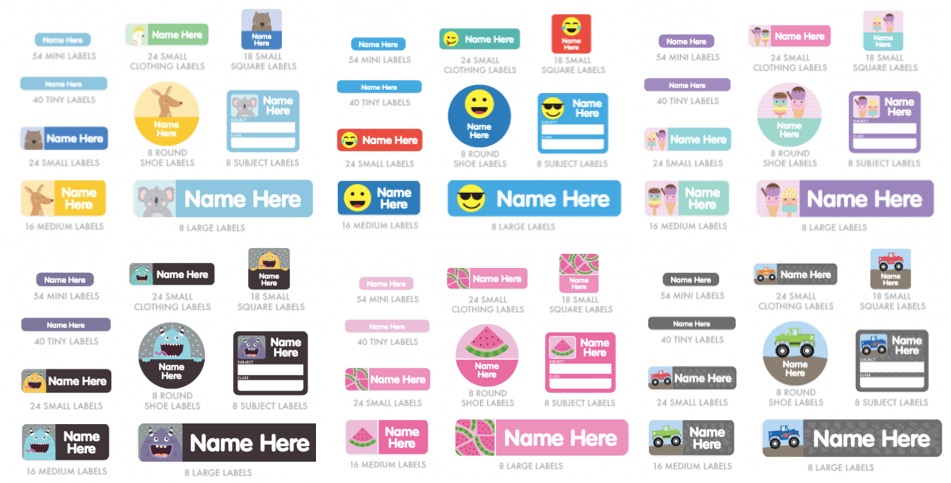 name labels for kids different designs